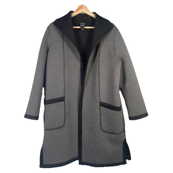 Clara Sun Woo Coat Size S Gray Black Cardigan Jacket Minimalist Scuba Open Front - Picture 1 of 9